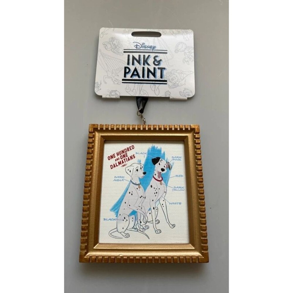 Disney Parks Ink & Paint 101 Dalmatians Pongo Perdita Framed Canvas Ornament NWT